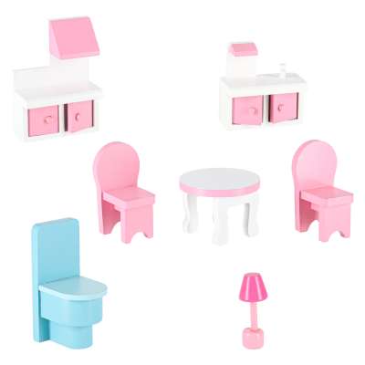 Lulilo Gardeno wooden doll house with garden furniture 70cm pink LED