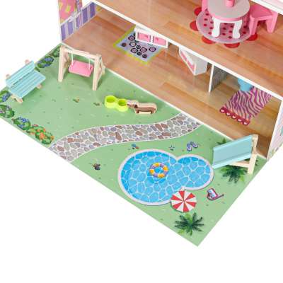 Lulilo Gardeno wooden doll house with garden furniture 70cm pink LED
