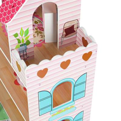 Lulilo Gardeno wooden doll house with garden furniture 70cm pink LED