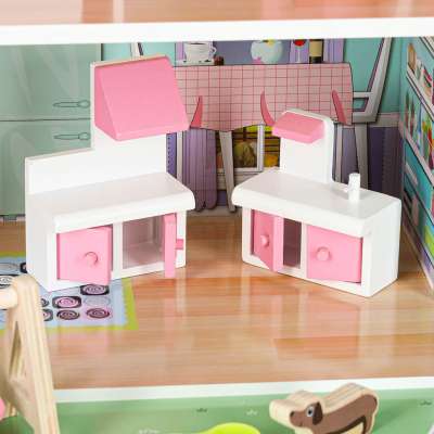 Lulilo Gardeno wooden doll house with garden furniture 70cm pink LED