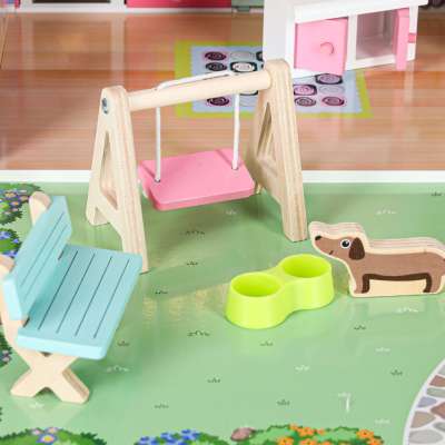 Lulilo Gardeno wooden doll house with garden furniture 70cm pink LED