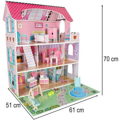 Lulilo Gardeno wooden doll house with garden furniture 70cm pink LED