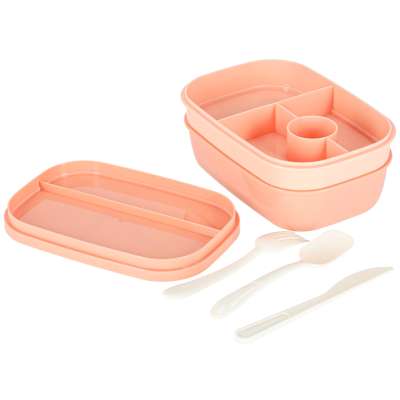 Lunch box śniadaniówka pudełko śniadaniowe z przegródkami dzielone 1900ml morelowe