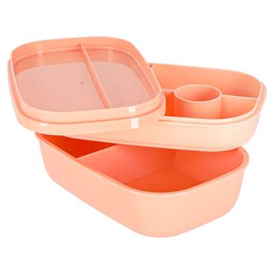 Lunch box śniadaniówka pudełko śniadaniowe z przegródkami dzielone 1900ml morelowe