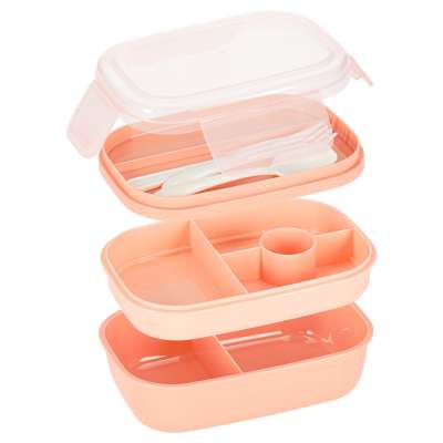Lunch box śniadaniówka pudełko śniadaniowe z przegródkami dzielone 1900ml morelowe