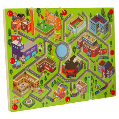 Magnetic game maze balls city