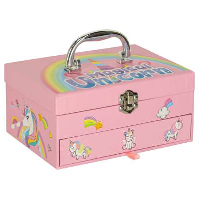 Makeup and nail kit makeup cosmetics shadows polishes drawers unicorn