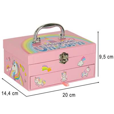 Makeup and nail kit makeup cosmetics shadows polishes drawers unicorn