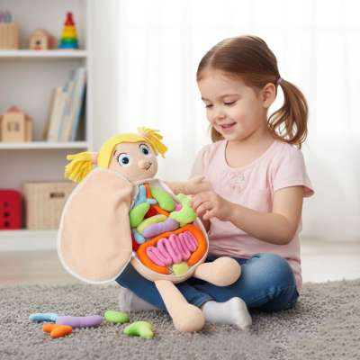 Mascot doll learning anatomy girl