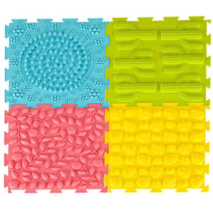 Mata sensoryczna puzzle montessori do masażu stóp 8 elementów pastelowe