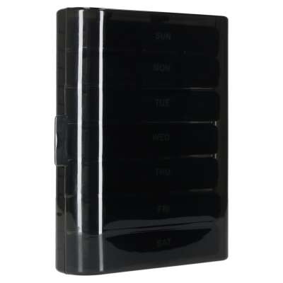 Medicine pill organiser container black