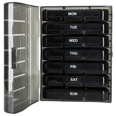Medicine pill organiser container black