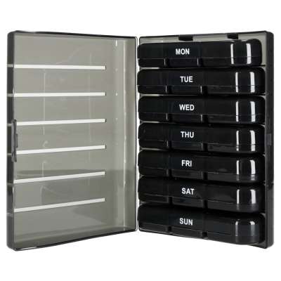 Medicine pill organiser container black