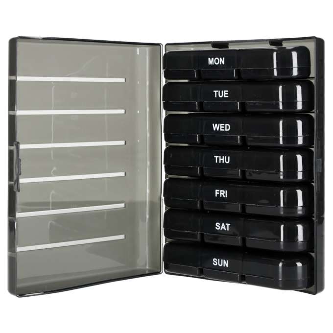 Medicine pill organiser container black