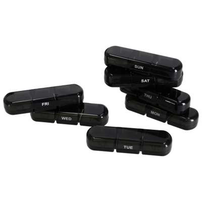 Medicine pill organiser container black