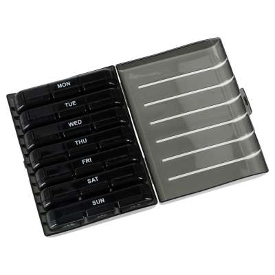 Medicine pill organiser container black