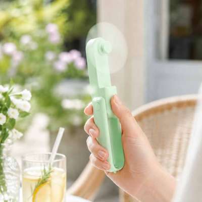 Mini hand fan foldable USB green