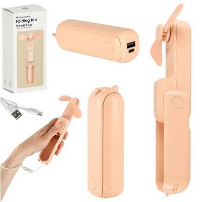 Mini hand fan foldable USB pink