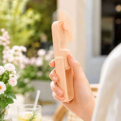Mini hand fan foldable USB pink