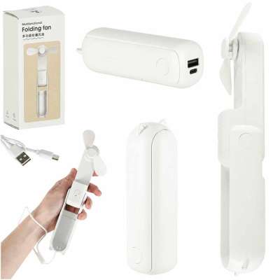 Mini hand fan foldable USB white