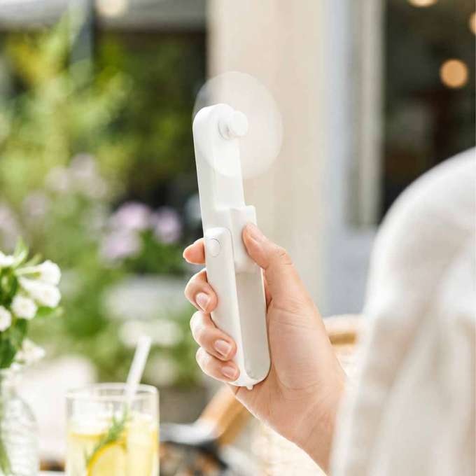 Mini hand fan foldable USB white
