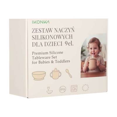 Naczynia silikonowe dla dzieci niemowląt krab zestaw 9 elementów ciemny róż