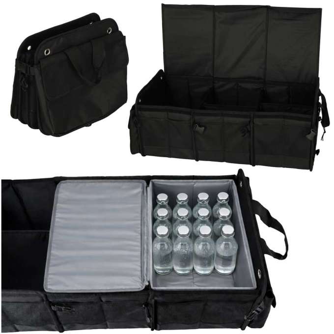 Organizer do bagażnika kufer do samochodu z chłodzeniem 3 komory z torbą termiczną XXL 37x75x32cm 