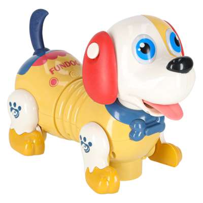 Interactive dog with bone responds to touch