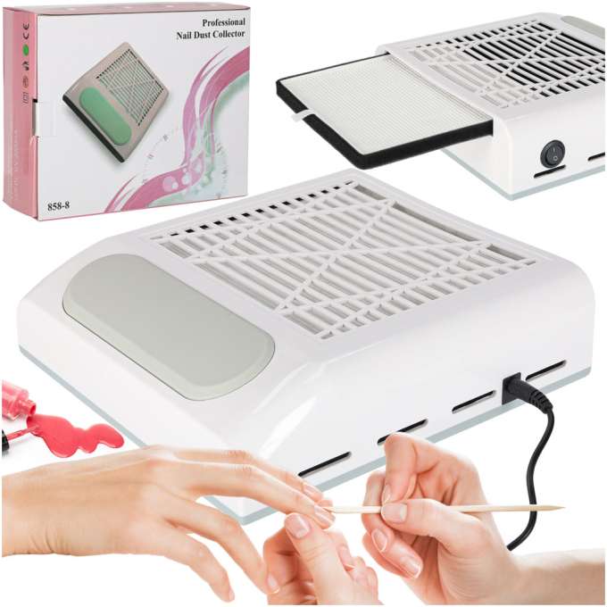 Pochłaniacz pyłu do paznokci manicure 80W filtr kasetowy bezworkowy