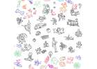 Projector projector drawing table cards markers crayons blue 8