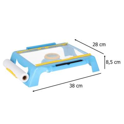 Projector projector drawing table cards markers crayons blue