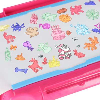 Projector projector drawing table cards markers crayons pink
