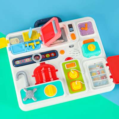 Sensory manipulation board montessori kitchen clock light sound