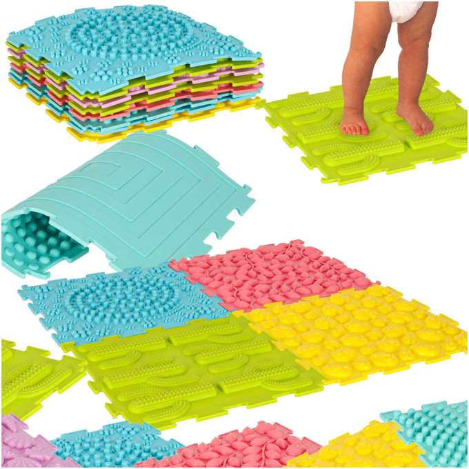 Sensory mat montessori foot massage puzzle 8 pieces pastel