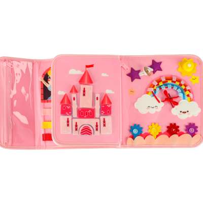 Sensory sensory montessori manipulative board backpack case pink
