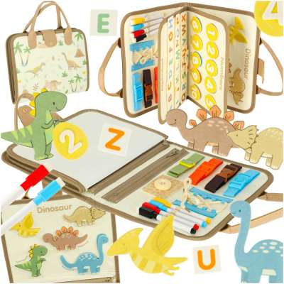 Sensory sensory montessori manipulative board dinosaur case