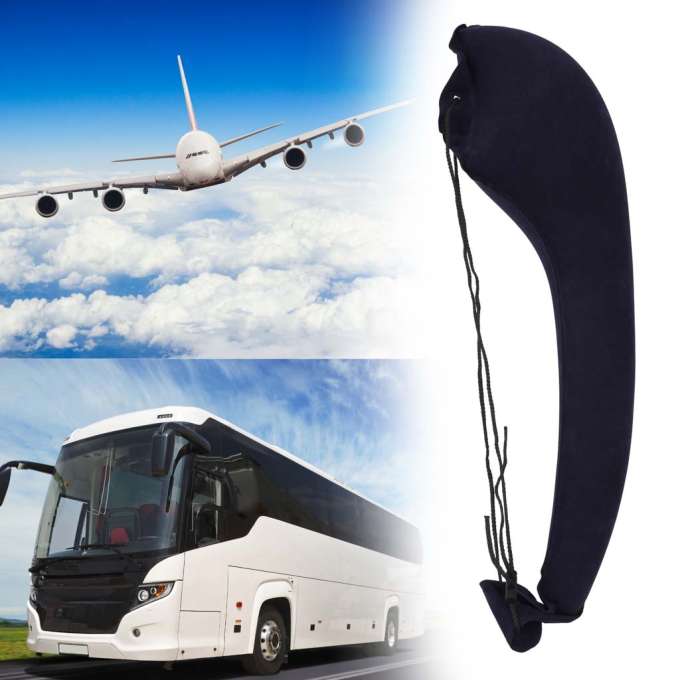 Shoulder inflatable side travel pillow with clip-on attachment