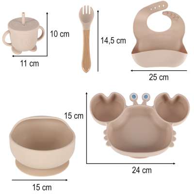 Silicone children's dishes crab zest 9el beige