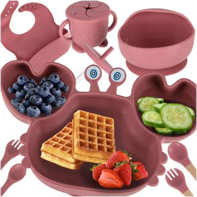 Silicone children's dishes crab zest 9el c pink