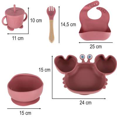 Silicone children's dishes crab zest 9el c pink