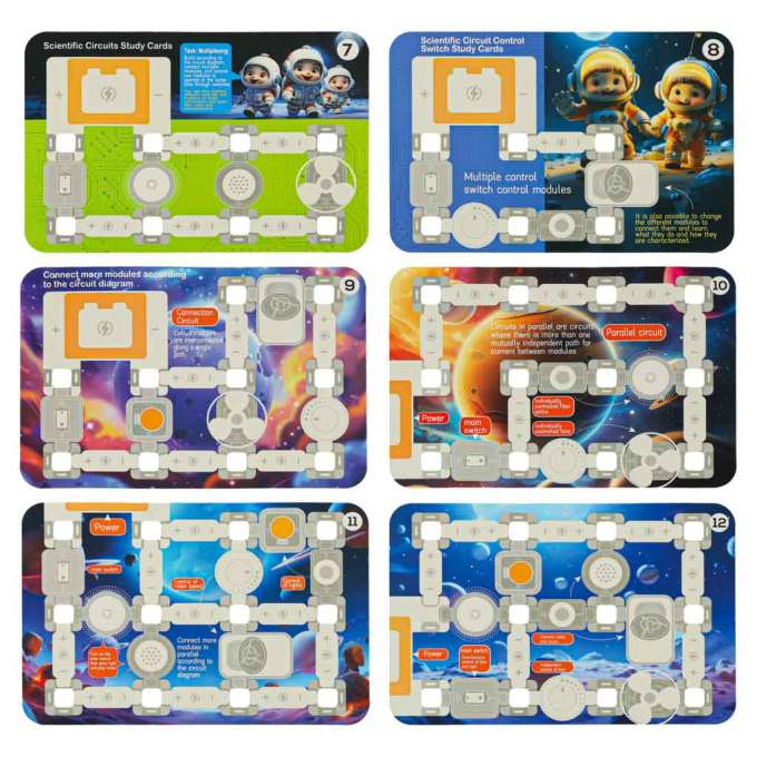 Small electronics electrician educational set 12 cards 58 elements