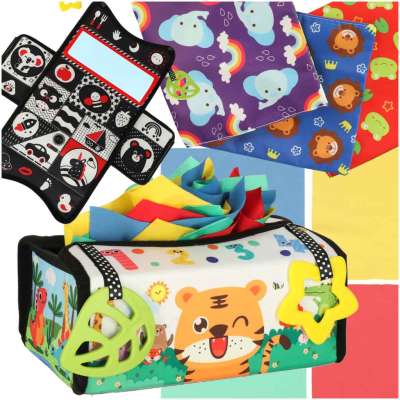 Sorter box with tissues sensory montessori mat 2in1