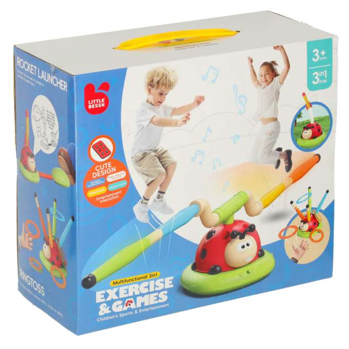 Sports dexterity game for children jumping rope target throw ladybird launcher 3in1