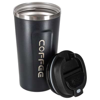 Thermal mug bidon with mouthpiece thermos 500ml black