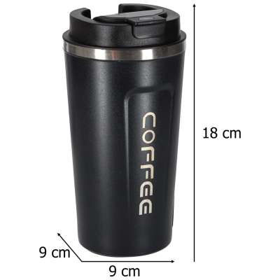 Thermal mug bidon with mouthpiece thermos 500ml black