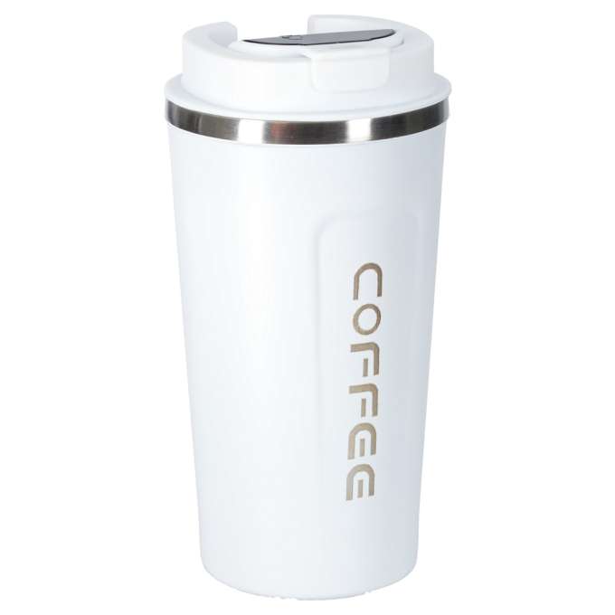Thermal mug bidon with mouthpiece thermos 500ml white