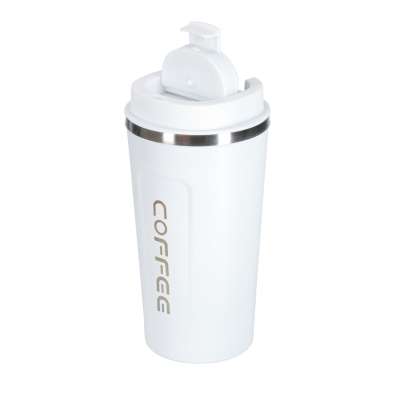 Thermal mug bidon with mouthpiece thermos 500ml white