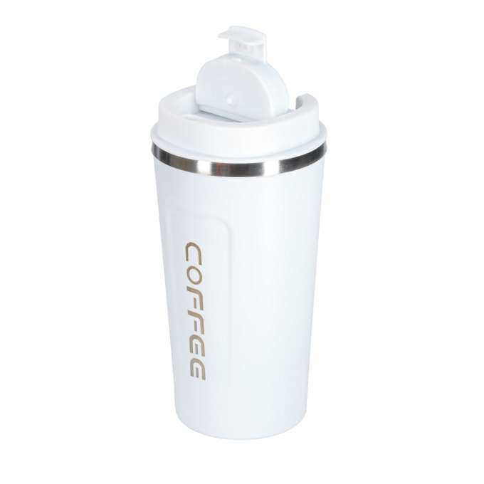 Thermal mug bidon with mouthpiece thermos 500ml white