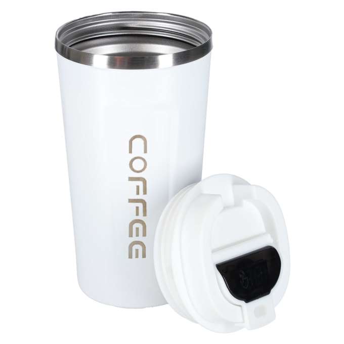 Thermal mug bidon with mouthpiece thermos 500ml white