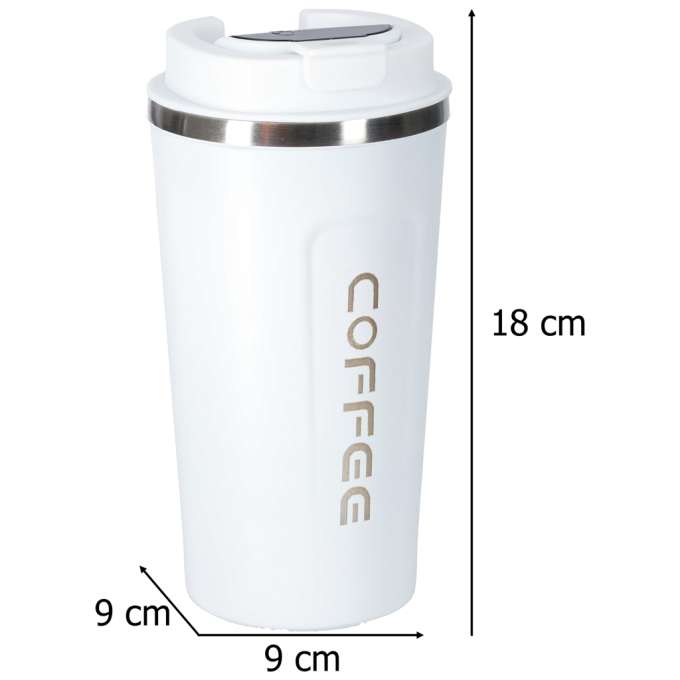 Thermal mug bidon with mouthpiece thermos 500ml white